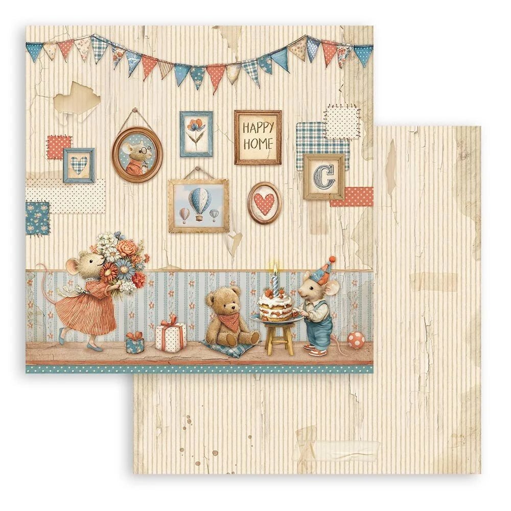 Scrapbookingpapper - Double faced - Family - 3 - Stamperia - Tidformera