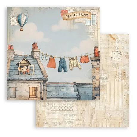 Scrapbookingpapper - Double faced - Family - 8 - Stamperia - Tidformera