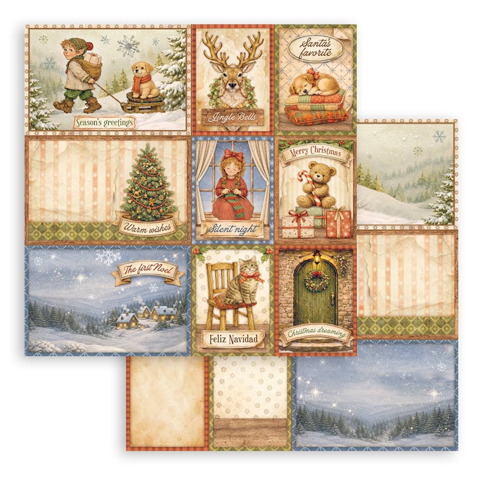 Scrapbookingpapper - Double faced - Silent Night - 13 - Stamperia - Tidformera