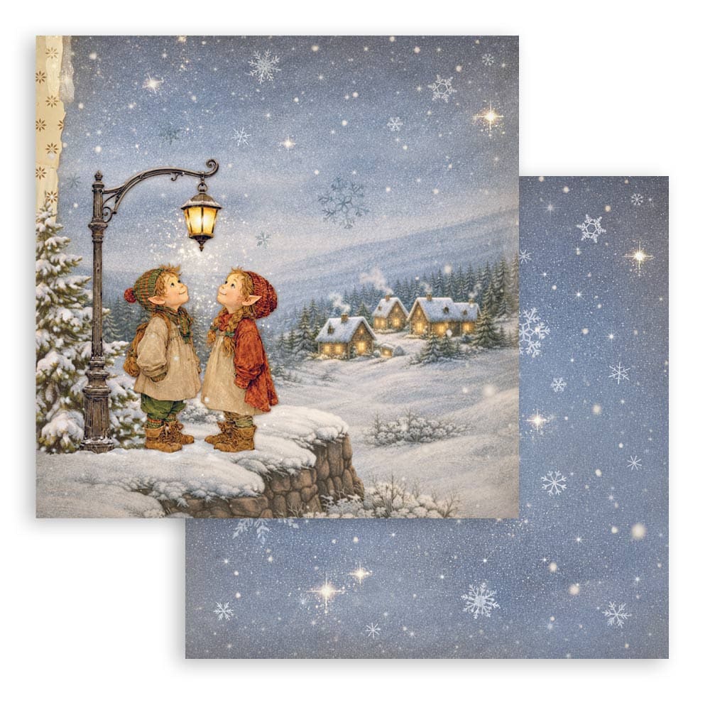 Scrapbookingpapper - Double faced - Silent Night - 2 - Stamperia - Tidformera