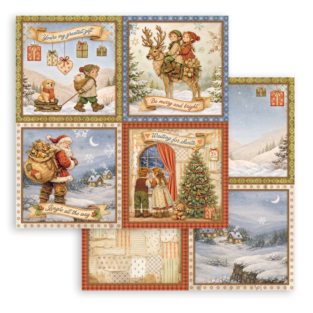 Scrapbookingpapper - Double faced - Silent Night - 3 - Stamperia - Tidformera