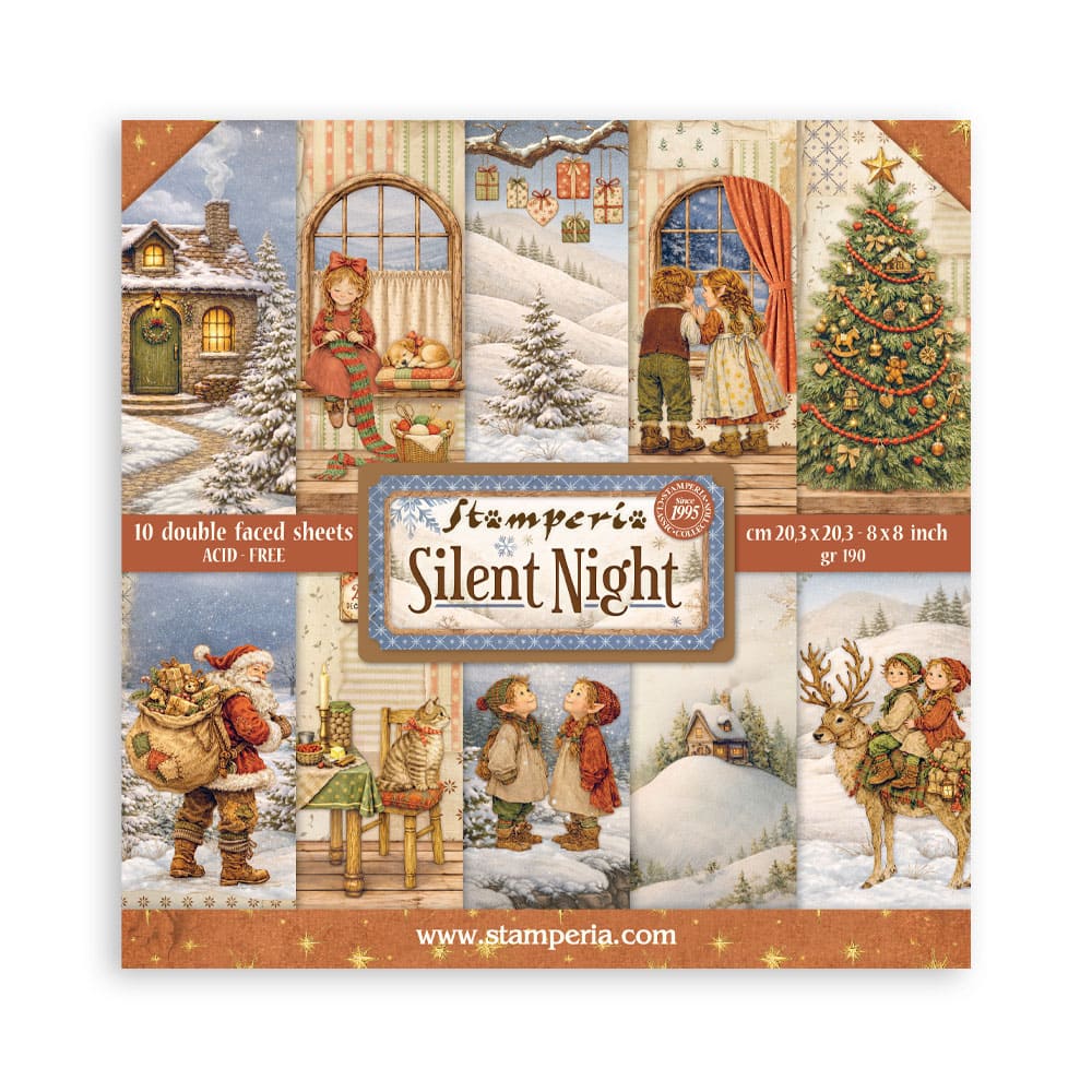 Scrapbookingpapper - Double faced - Silent Night - 1 - Stamperia - Tidformera