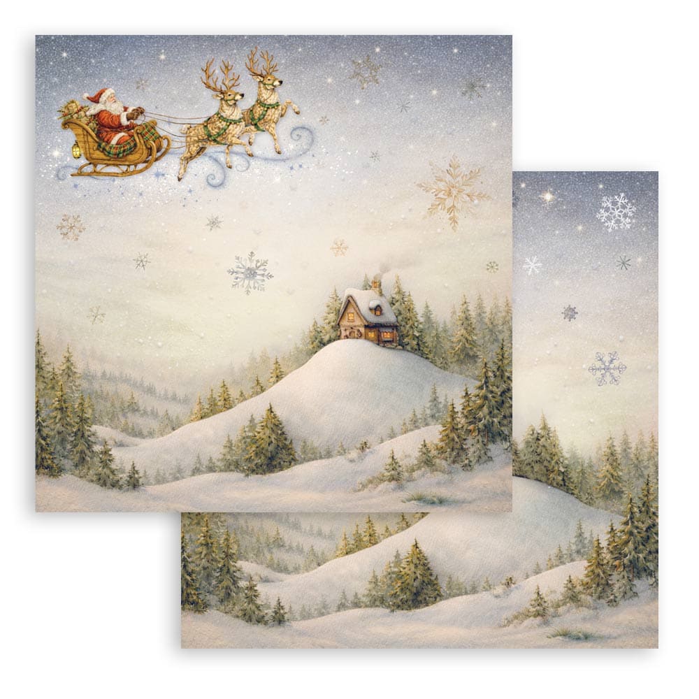 Scrapbookingpapper - Double faced - Silent Night - 17 - Stamperia - Tidformera