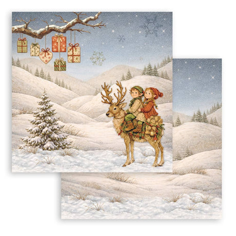 Scrapbookingpapper - Double faced - Silent Night - 19 - Stamperia - Tidformera