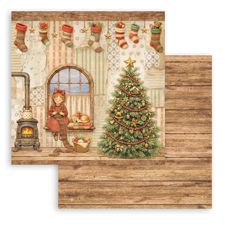 Scrapbookingpapper - Double faced - Silent Night - 22 - Stamperia - Tidformera