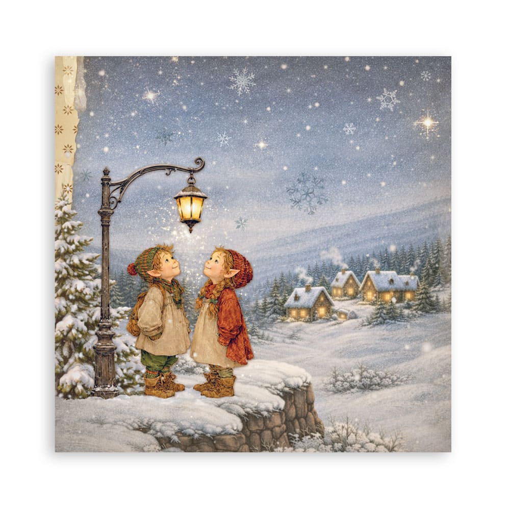 Scrapbookingpapper - Double faced - Silent Night - 5 - Stamperia - Tidformera