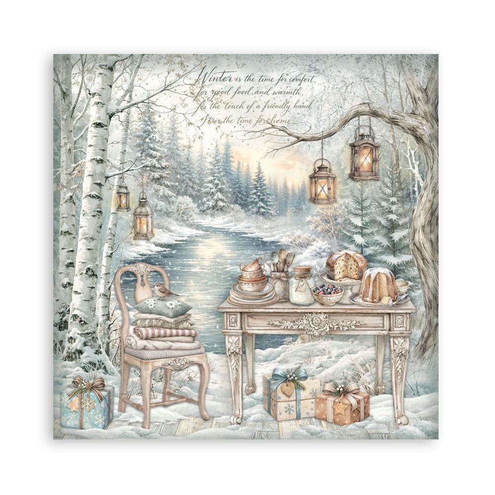 Scrapbookingpapper - Double faced - White Christmas - 4 - Stamperia - Tidformera