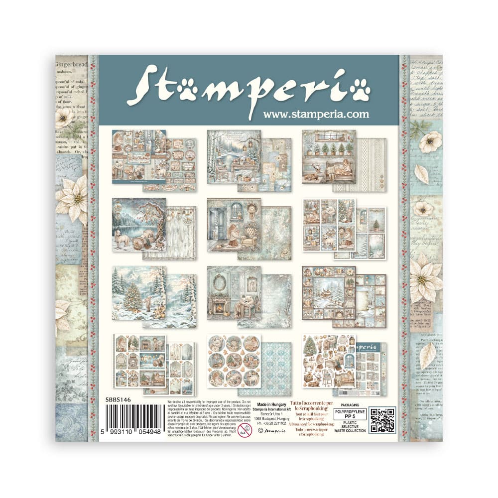 Scrapbookingpapper - Double faced - White Christmas - 34 - Stamperia - Tidformera