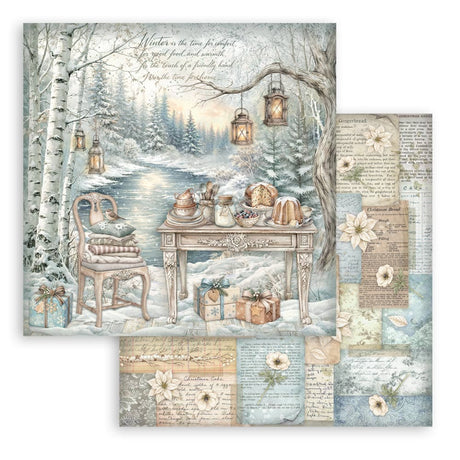 Scrapbookingpapper - Double faced - White Christmas - 2 - Stamperia - Tidformera