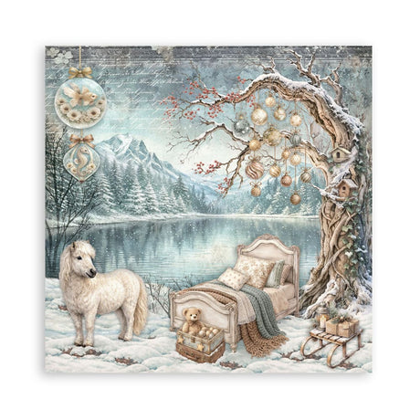 Scrapbookingpapper - Double faced - White Christmas - 10 - Stamperia - Tidformera