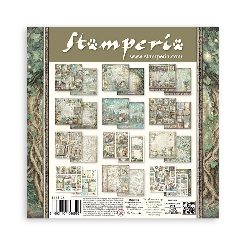 Scrapbookingpapper - Herbarium Silvae - Double faced - 13 - Stamperia - Tidformera