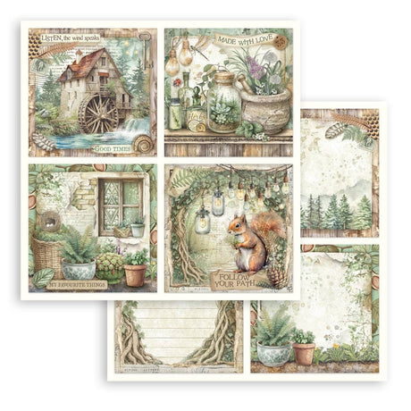 Scrapbookingpapper - Herbarium Silvae - Double faced - 8 - Stamperia - Tidformera