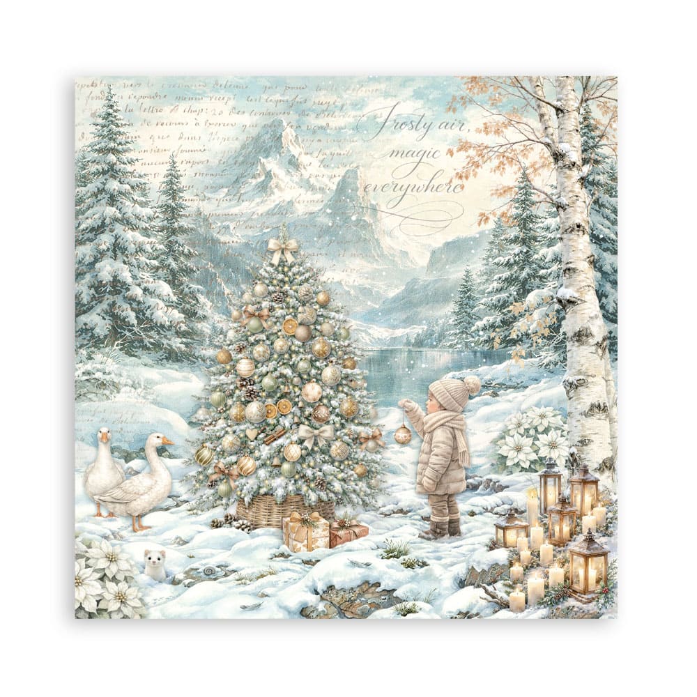Scrapbookingpapper - Maxi Pad - White Christmas - 19 - Stamperia - Tidformera
