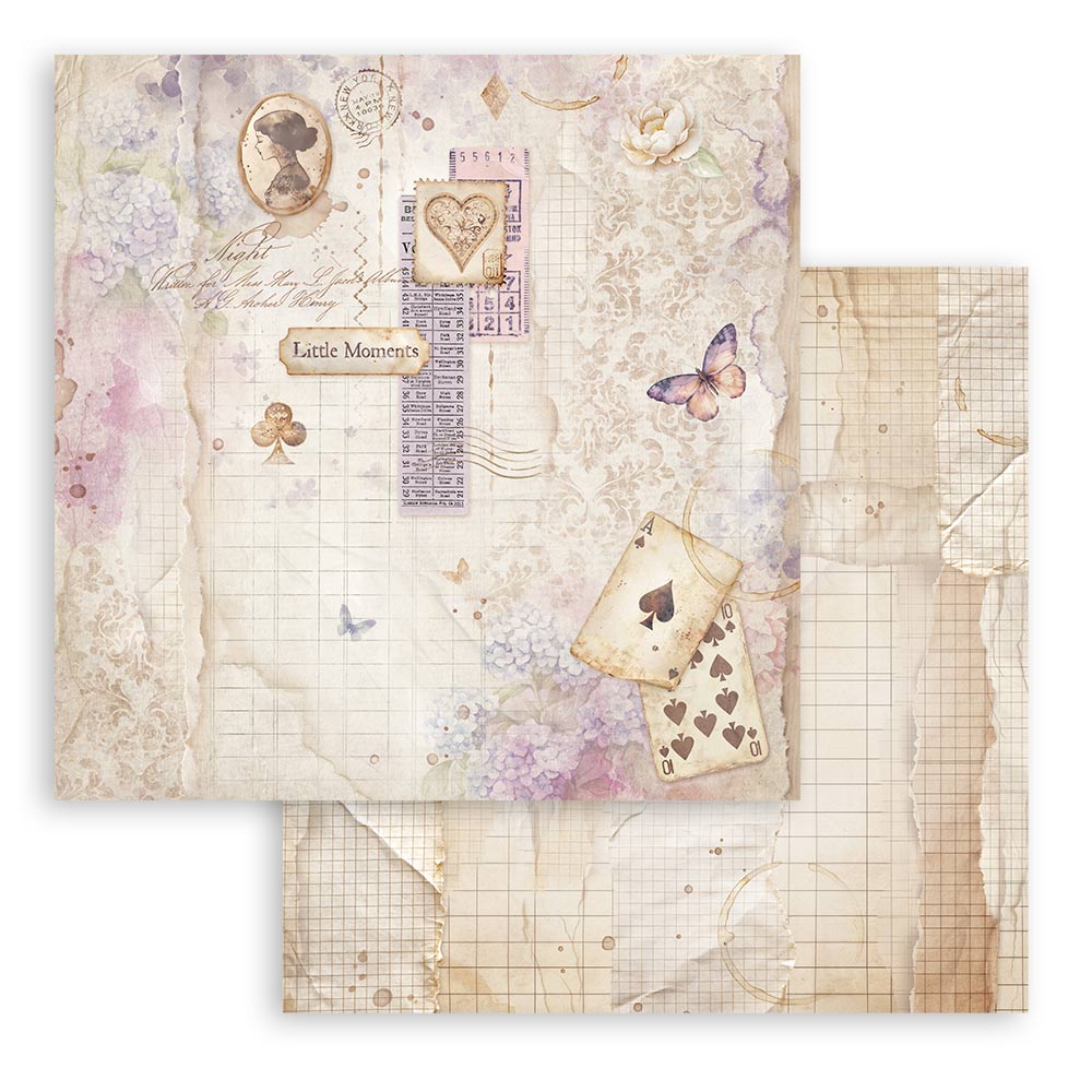 Scrapbookingpapper - Quiet Days - Double faced - 7 - Stamperia - Tidformera