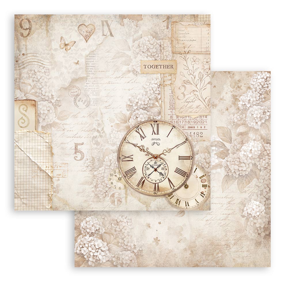 Scrapbookingpapper - Quiet Days - Double faced - 6 - Stamperia - Tidformera
