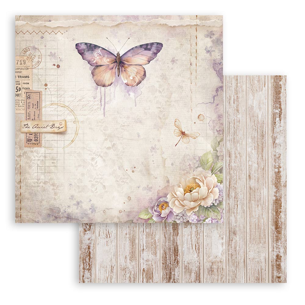 Scrapbookingpapper - Quiet Days - Double faced - 3 - Stamperia - Tidformera