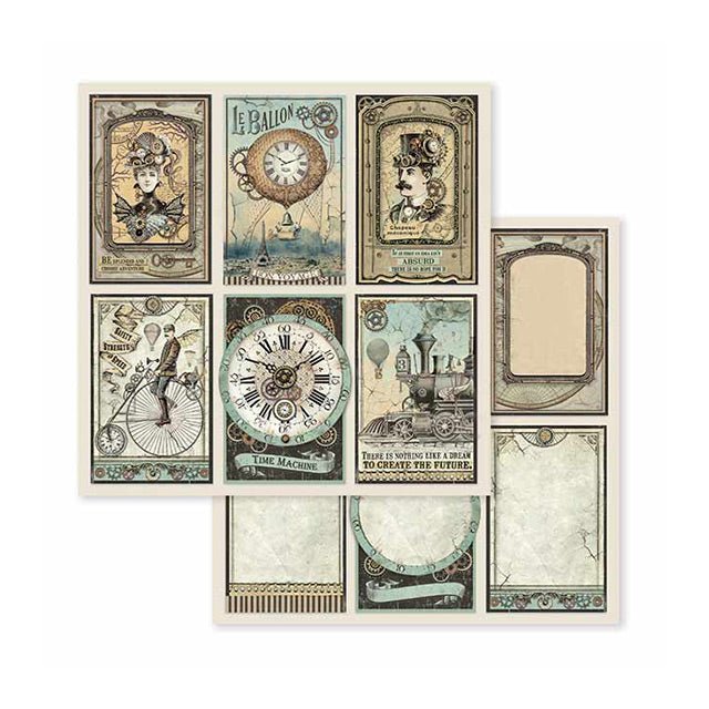 Scrapbookingpapper - Voyages Fantastiques - Double faced - 2 - Stamperia - Tidformera