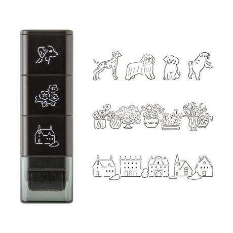 Stämpel Paintable Stamp Roller - Dog & Landscape - 2 - Midori - Tidformera
