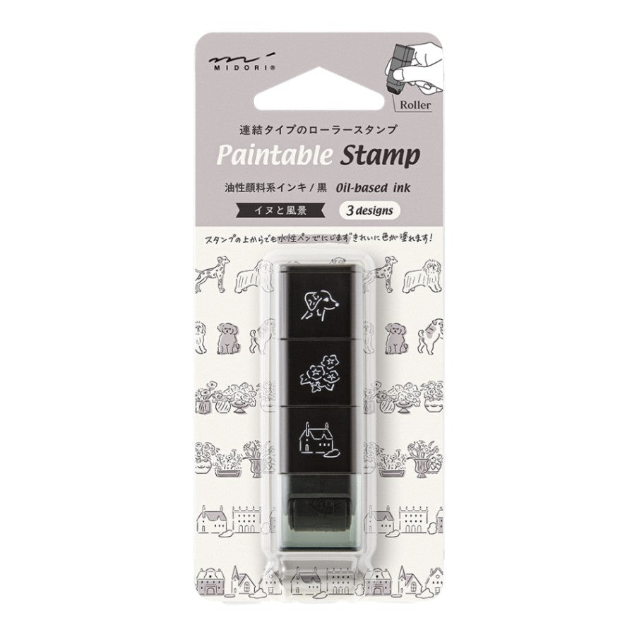 Stämpel Paintable Stamp Roller - Dog & Landscape - 1 - Midori - Tidformera