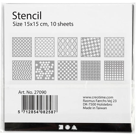 Stencil 15 x 15 cm - 10 - pack - 4 - Creotime - Tidformera