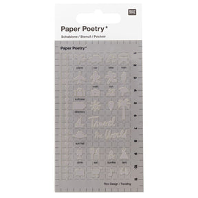 Stencil Paper Poetry Liten - Travel från  Rico Design. Förpackning med en plaststencil. Stencilen har motiv med plan, bil, cykel, tåg, gå, springa, båt.  - Tidformera