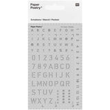 Förpackning med Stencil Paper Poetry Stor - Letters från Rico Design. Stencilen har siffror och bokstäver i  två storlekar. - Tidformera