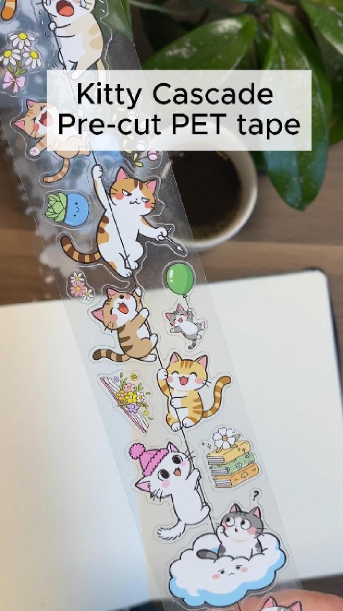 Sticker Pet Tape - Pre-cut - 40 mm - Kitty Cascade - 8 - Washi Tape Shop - Tidformera