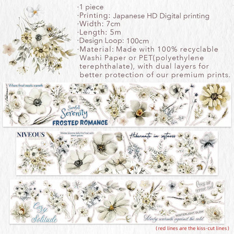 Sticker Pet Tape - Pre - cut - Frosted Meadow - 70 mm - 10 - Washi Tape Shop - Tidformera