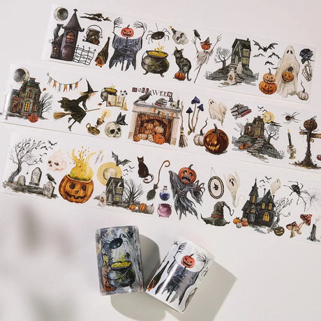 Sticker Pet Tape - Pre-cut - Haunted House - 65 mm - 3 - Washi Tape Shop - Tidformera