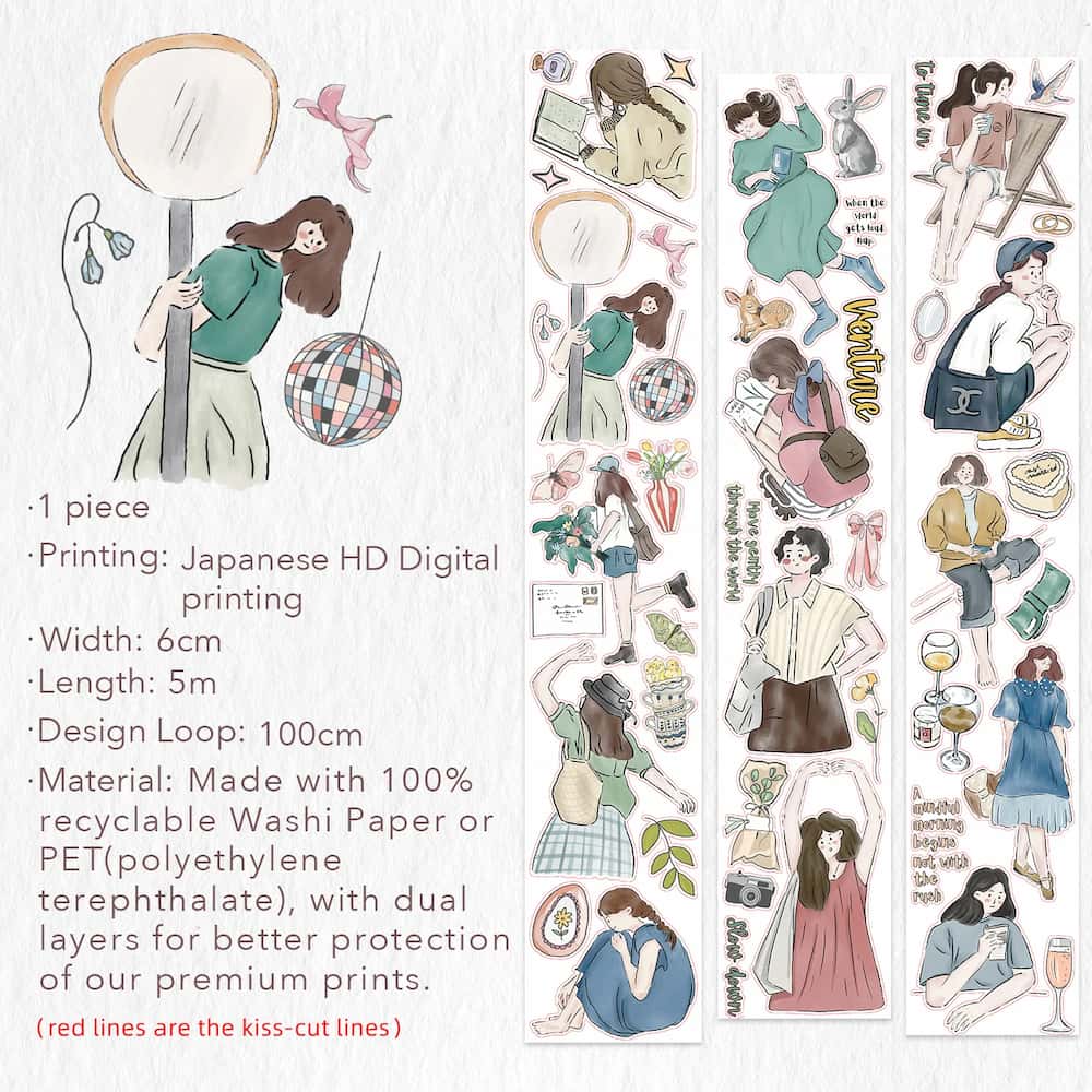 Sticker Pet Tape - Pre - cut - Letter to Myself - 60 mm - 5 - Washi Tape Shop - Tidformera