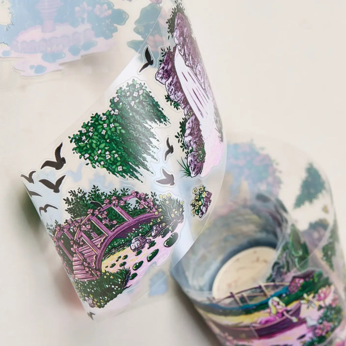 Sticker Pet Tape - Pre - cut - Lotus Saga - 70 mm - 7 - Washi Tape Shop - Tidformera