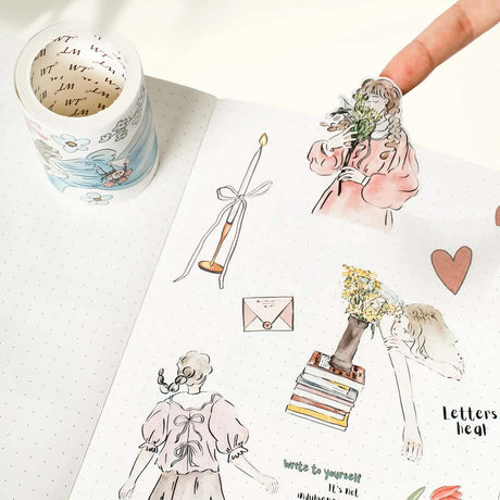 Sticker Pet Tape - Pre - cut - Me Time - 60 mm - 6 - Washi Tape Shop - Tidformera