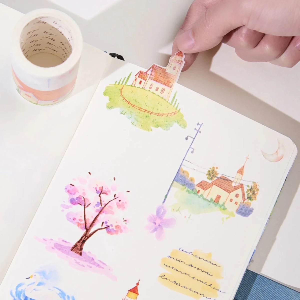 Sticker Pet Tape - Pre - cut - Misty Blush - 70 mm - 6 - Washi Tape Shop - Tidformera