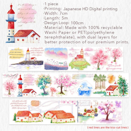 Sticker Pet Tape - Pre - cut - Misty Blush - 70 mm - 7 - Washi Tape Shop - Tidformera