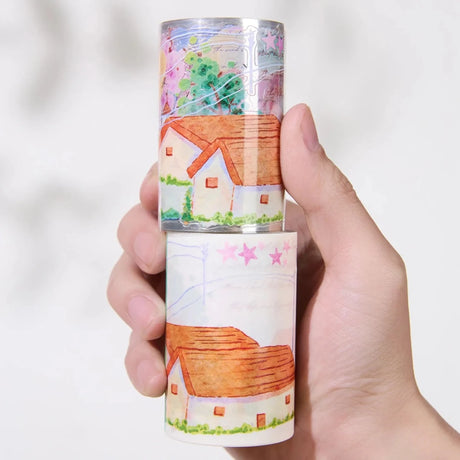 Sticker Pet Tape - Pre - cut - Misty Blush - 70 mm - 5 - Washi Tape Shop - Tidformera