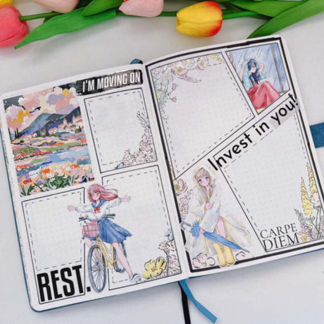 Sticker Pet Tape - Pre - cut - Morning Drizzle - 65 mm - 3 - Washi Tape Shop - Tidformera