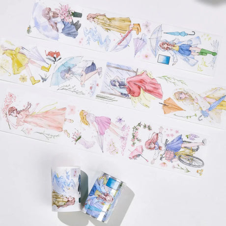 Sticker Pet Tape - Pre - cut - Morning Drizzle - 65 mm - 2 - Washi Tape Shop - Tidformera