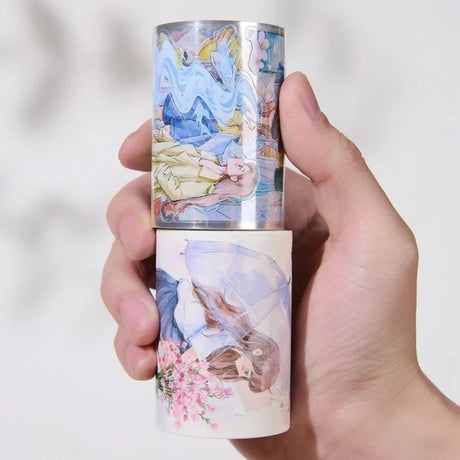Sticker Pet Tape - Pre - cut - Morning Drizzle - 65 mm - 6 - Washi Tape Shop - Tidformera