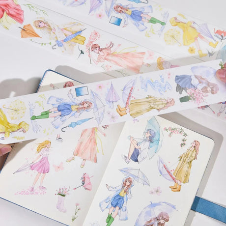 Sticker Pet Tape - Pre - cut - Morning Drizzle - 65 mm - 4 - Washi Tape Shop - Tidformera