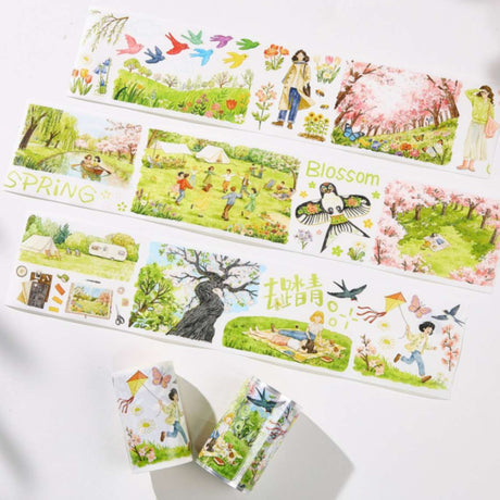Sticker Pet Tape - Pre - cut - Sakura Voyage - 70 mm - 8 - Washi Tape Shop - Tidformera