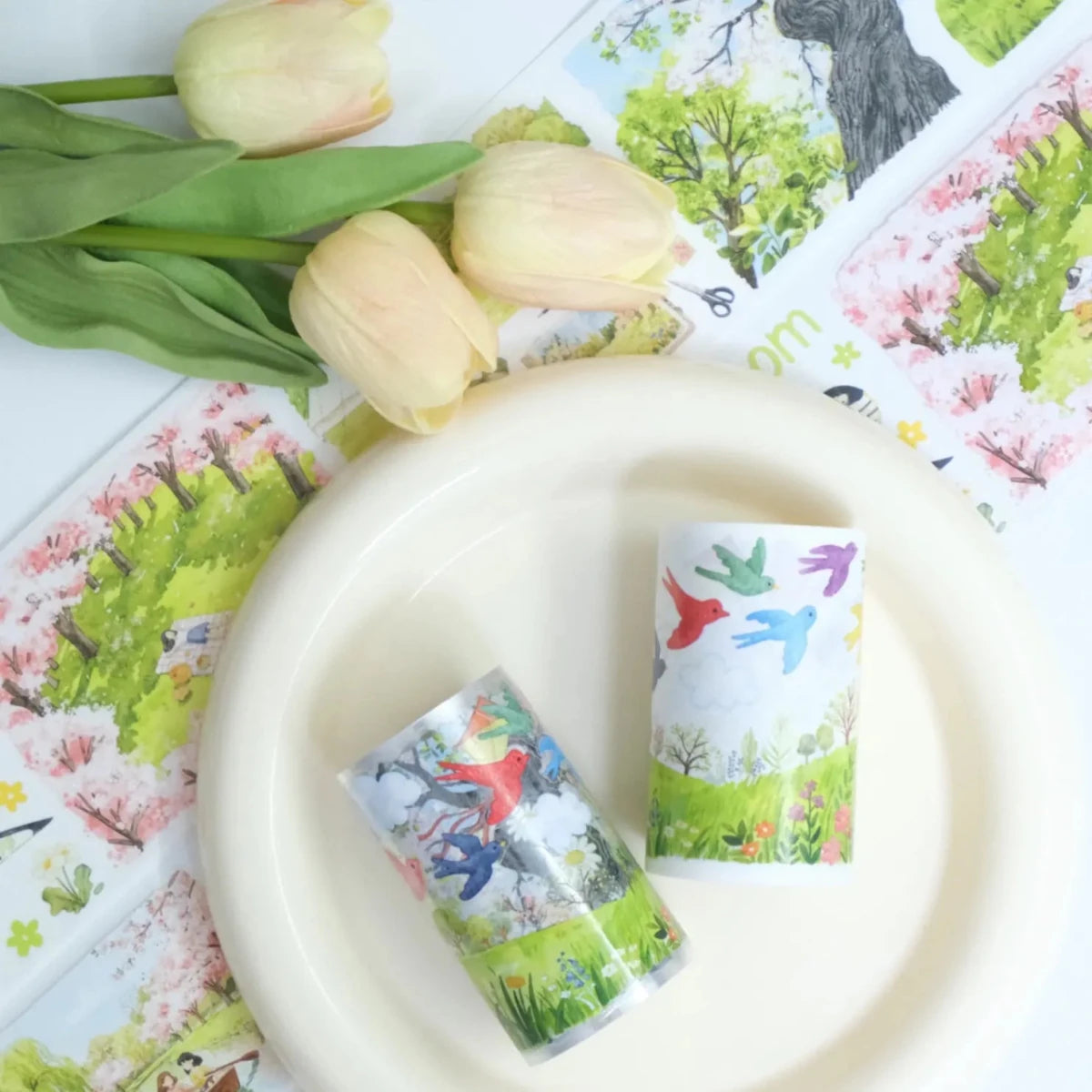 Sticker Pet Tape - Pre - cut - Sakura Voyage - 70 mm - 11 - Washi Tape Shop - Tidformera