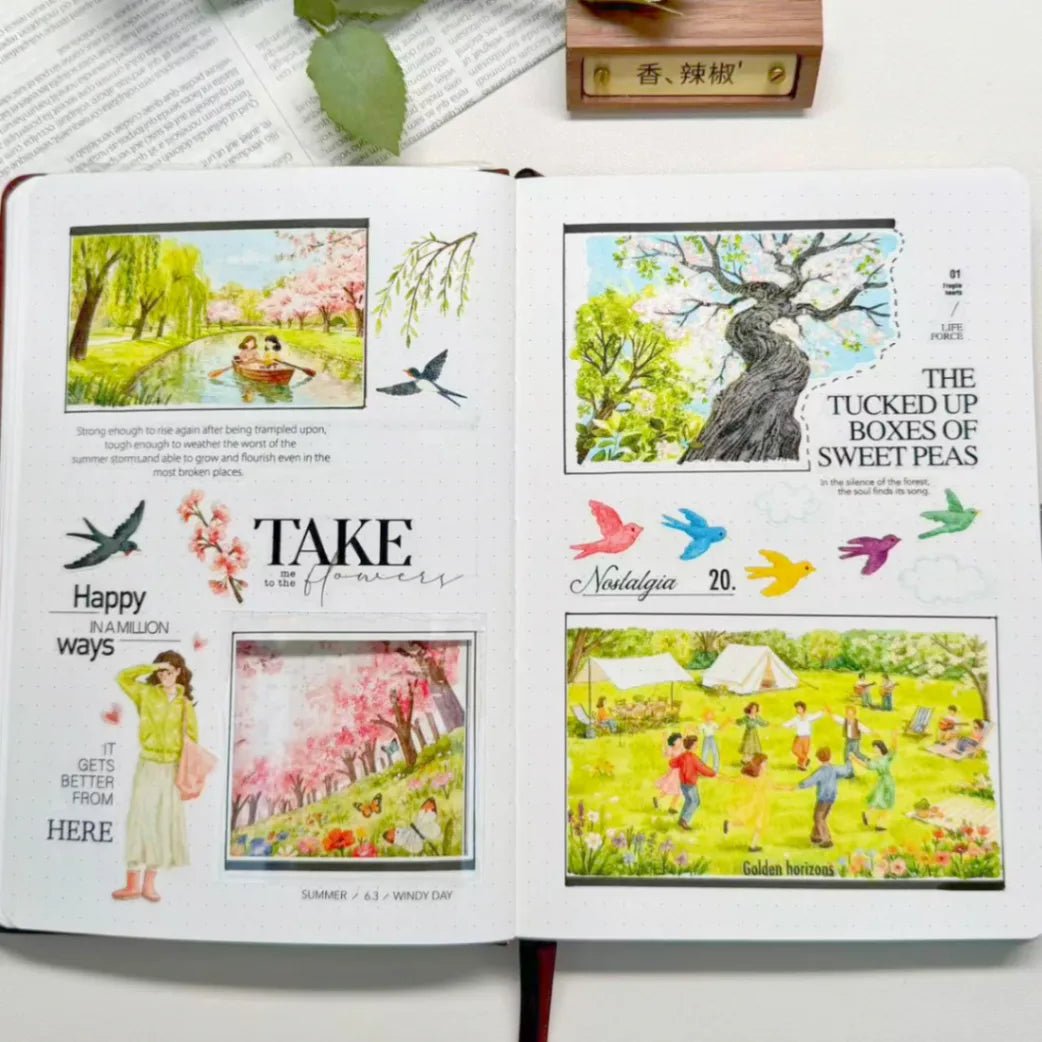 Sticker Pet Tape - Pre - cut - Sakura Voyage - 70 mm - 9 - Washi Tape Shop - Tidformera