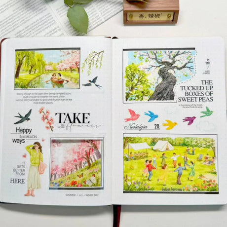 Sticker Pet Tape - Pre - cut - Sakura Voyage - 70 mm - 9 - Washi Tape Shop - Tidformera