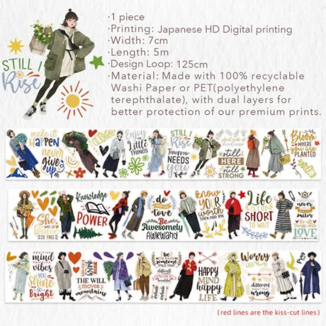 Sticker Pet Tape - Pre - cut - Silent Silhouette - 70 mm - 10 - Washi Tape Shop - Tidformera
