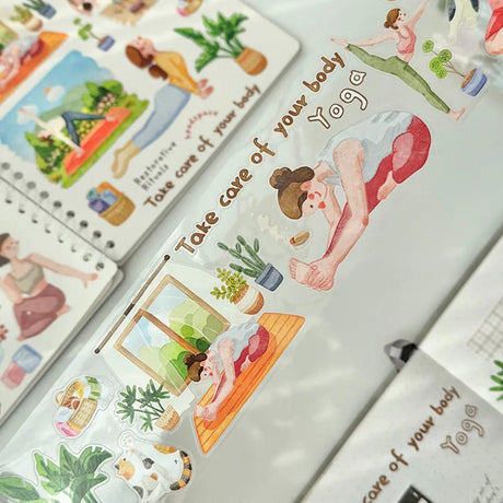 Sticker Pet Tape - Pre - cut - Yoga Ode - 65 mm - 1 - Washi Tape Shop - Tidformera