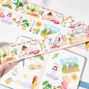 Sticker Pet Tape - Pre - cut - Yoga Ode - 65 mm - 4 - Washi Tape Shop - Tidformera