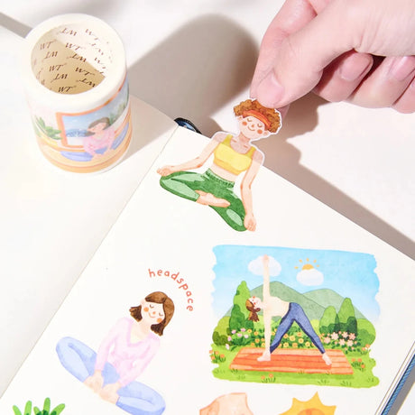 Sticker Pet Tape - Pre - cut - Yoga Ode - 65 mm - 5 - Washi Tape Shop - Tidformera