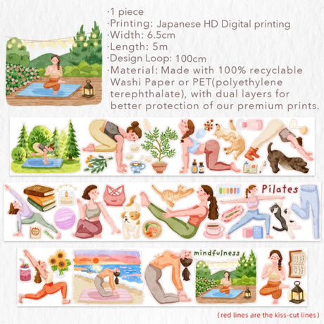 Sticker Pet Tape - Pre - cut - Yoga Sonnet - 65 mm - 9 - Washi Tape Shop - Tidformera