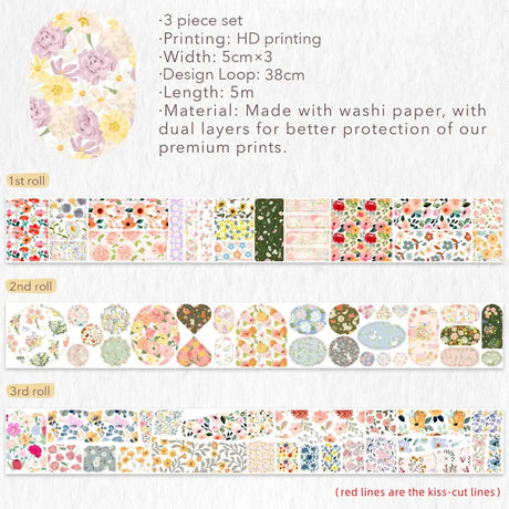 Sticker Set Washi Tape - Mini Snippets - 3 - pack - 4 - Washi Tape Shop - Tidformera