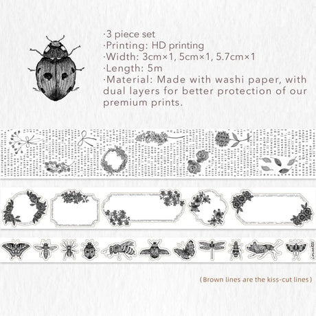 Sticker Set Washi Tape - Vintage Vibes - 3 - pack - 13 - Washi Tape Shop - Tidformera